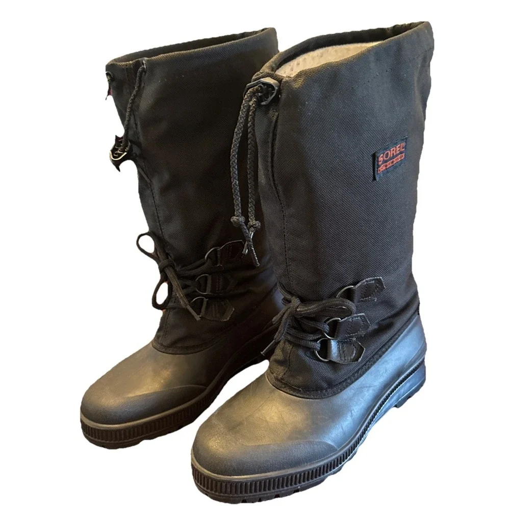 Vintage Sorel Kaufman Canada Winter Boots Mens 10 Black Pac Boots Felt‎ Lined